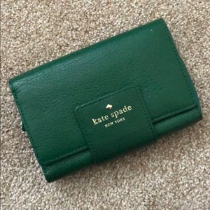 Green Kate Spade trifold wallet